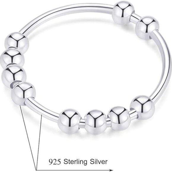 925 Sterling Silver Rings Anxiety Rings Fidget Ring for Women - Picture 3 of 7
